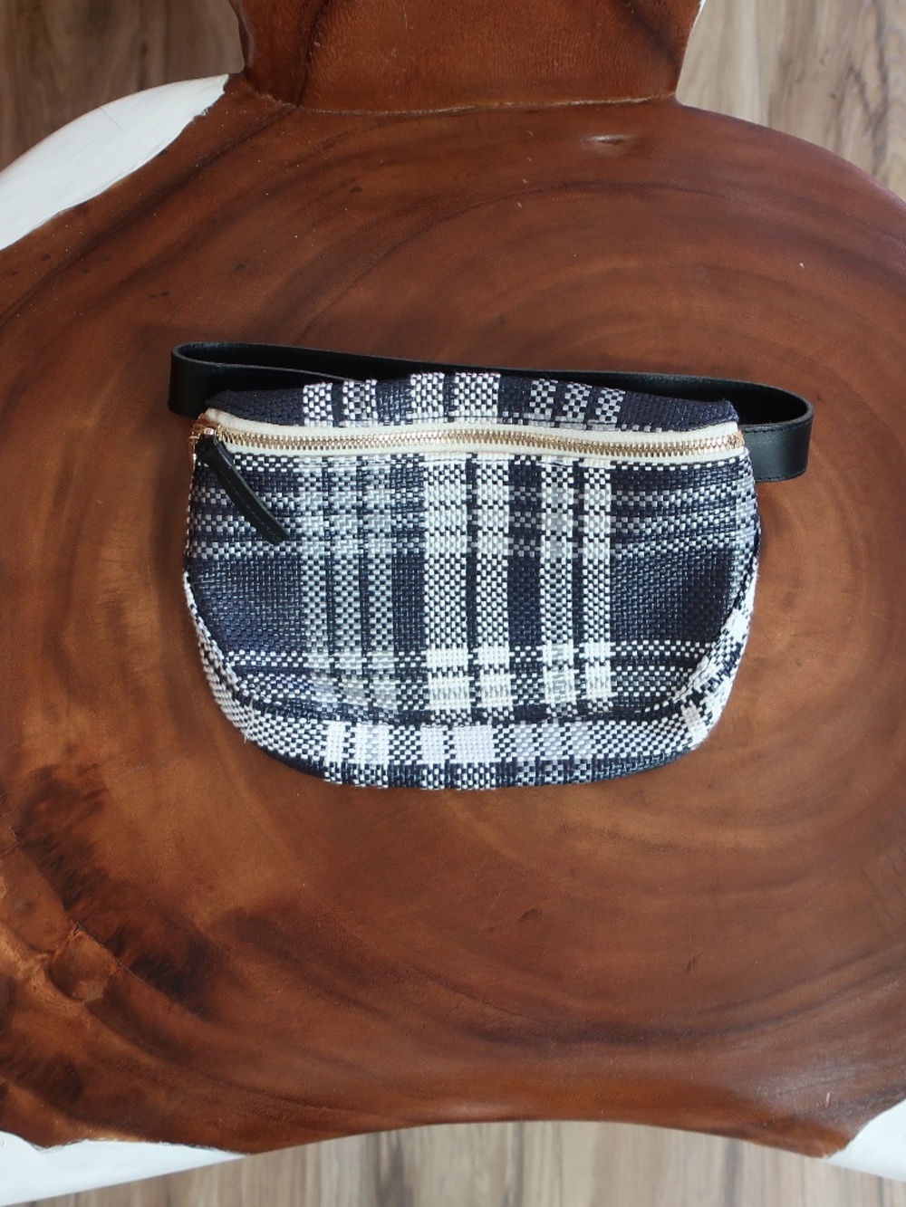 Clare V. Fanny Pack in Navy Plaid